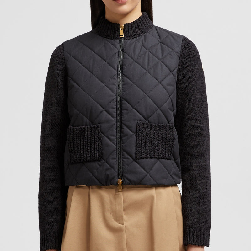 PADDED COTTON ZIP-UP CARDIGAN