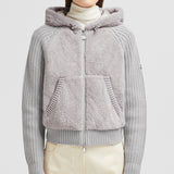 PADDED WOOL & TEDDY ZIP-UP HOODIE
