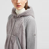 PADDED WOOL & TEDDY ZIP-UP HOODIE