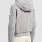PADDED WOOL & TEDDY ZIP-UP HOODIE