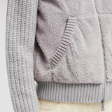 PADDED WOOL & TEDDY ZIP-UP HOODIE