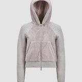 PADDED WOOL & TEDDY ZIP-UP HOODIE