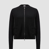 WOOL & TAFFETA ZIP-UP CARDIGAN