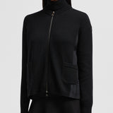 WOOL & TAFFETA ZIP-UP CARDIGAN