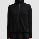 WOOL & TAFFETA ZIP-UP CARDIGAN