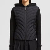 PADDED DIAGONAL-QUILTED COTTON ZIP-UP HOODIE
