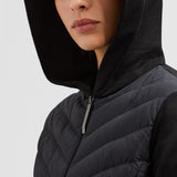PADDED DIAGONAL-QUILTED COTTON ZIP-UP HOODIE