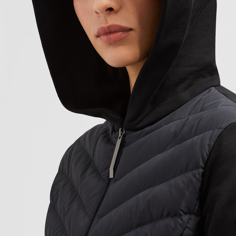PADDED DIAGONAL-QUILTED COTTON ZIP-UP HOODIE