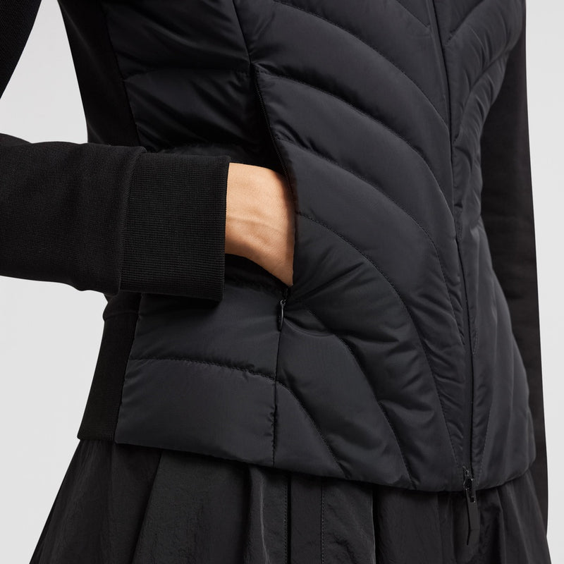 PADDED DIAGONAL-QUILTED COTTON ZIP-UP HOODIE