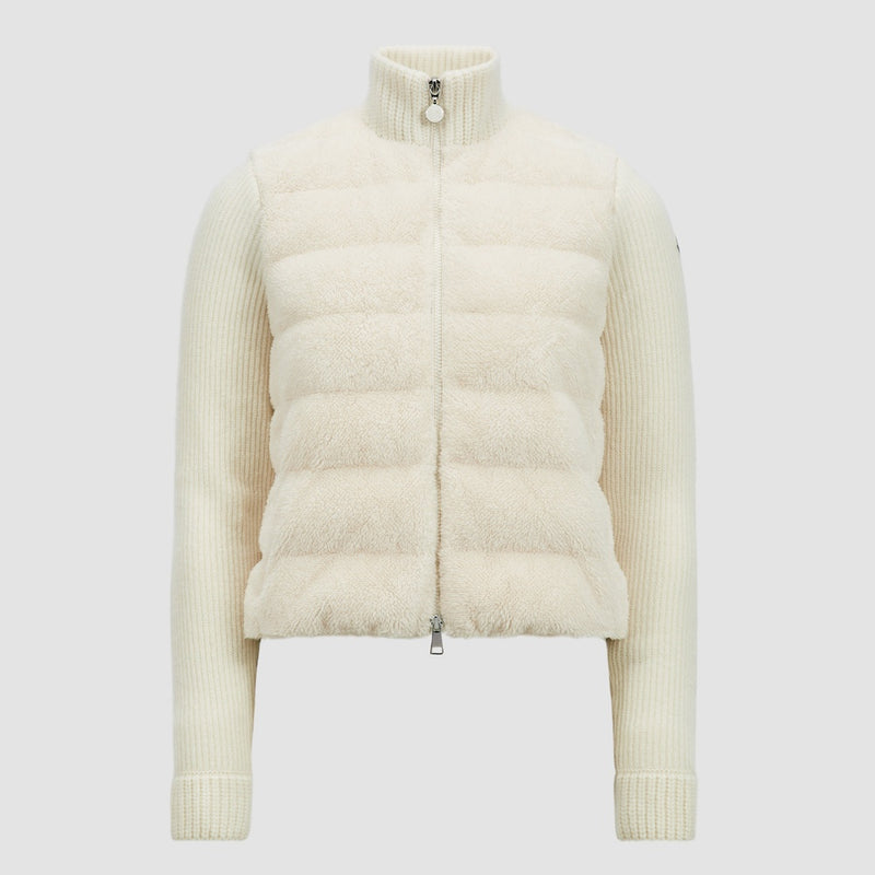 PADDED WOOL & TEDDY ZIP-UP CARDIGAN