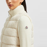 PADDED WOOL & TEDDY ZIP-UP CARDIGAN