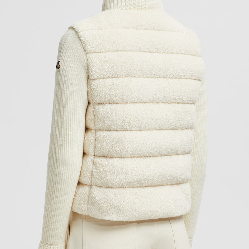 PADDED WOOL & TEDDY ZIP-UP CARDIGAN