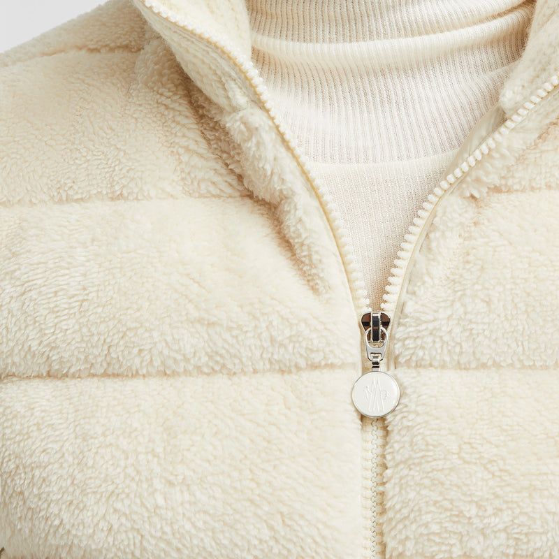 PADDED WOOL & TEDDY ZIP-UP CARDIGAN