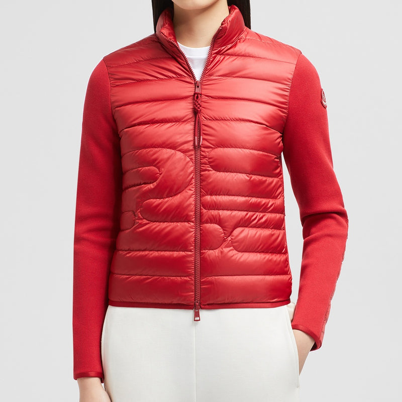 PADDED SNAKE-QUILTED COTTON CARDIGAN