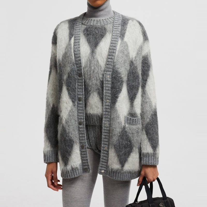 ARGYLE WOOL & MOHAIR CARDIGAN
