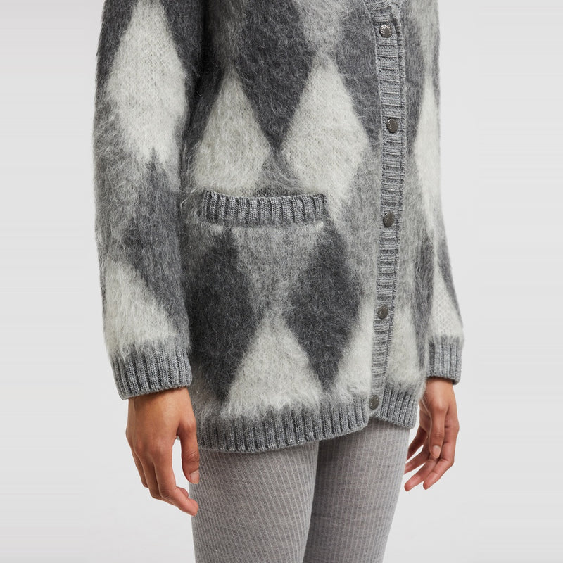 ARGYLE WOOL & MOHAIR CARDIGAN