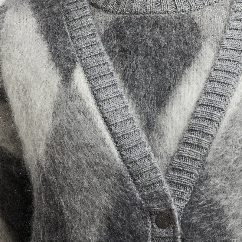 ARGYLE WOOL & MOHAIR CARDIGAN