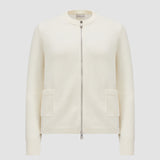 WOOL & TAFFETA ZIP-UP CARDIGAN