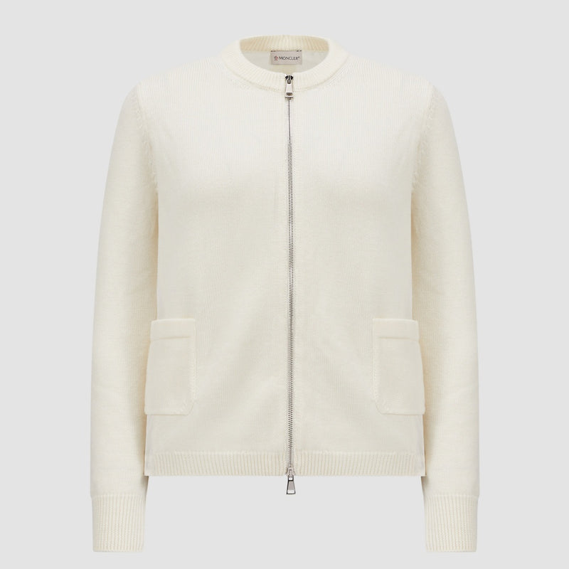 WOOL & TAFFETA ZIP-UP CARDIGAN