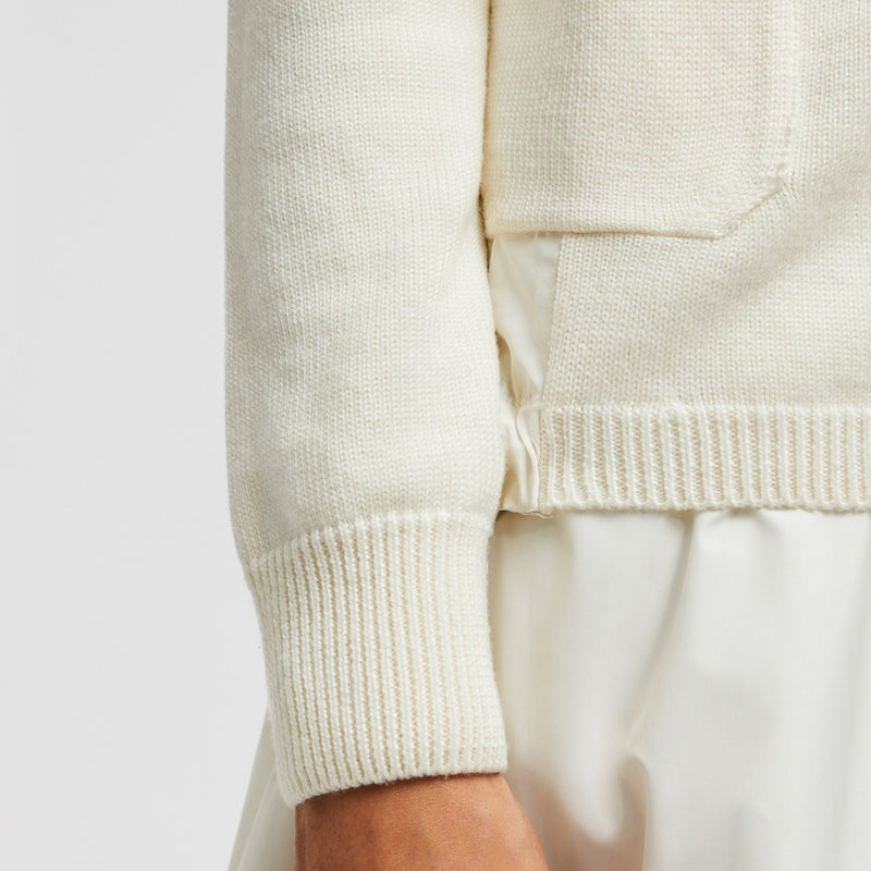 WOOL & TAFFETA ZIP-UP CARDIGAN