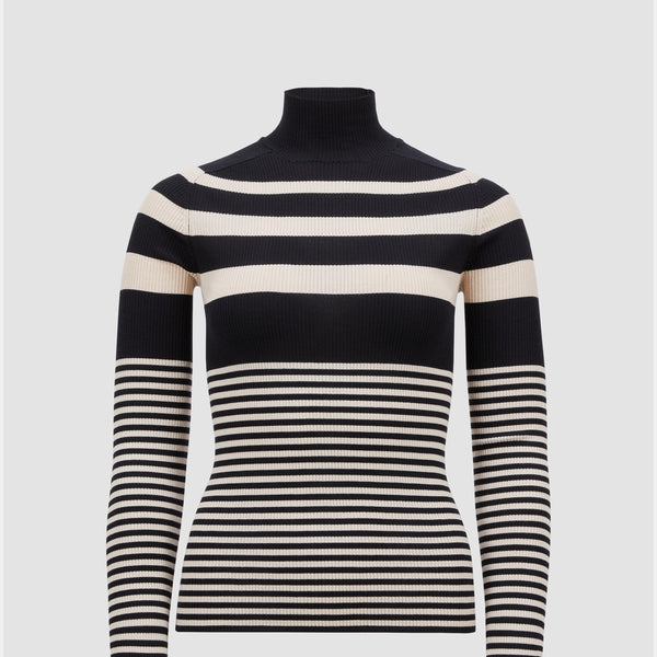 STRIPED WOOL POLO NECK JUMPER