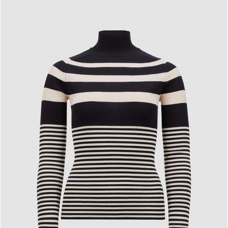 STRIPED WOOL POLO NECK JUMPER