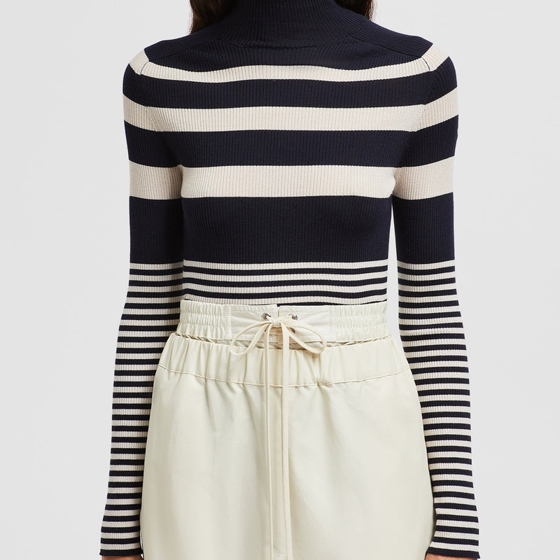 STRIPED WOOL POLO NECK JUMPER