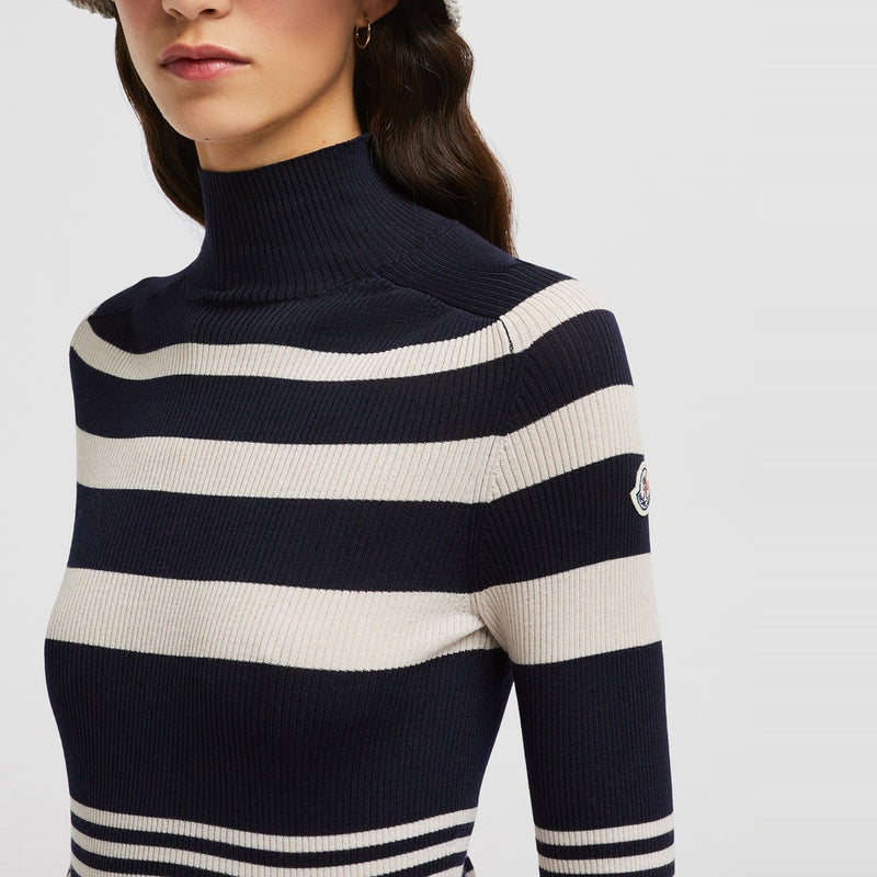 STRIPED WOOL POLO NECK JUMPER