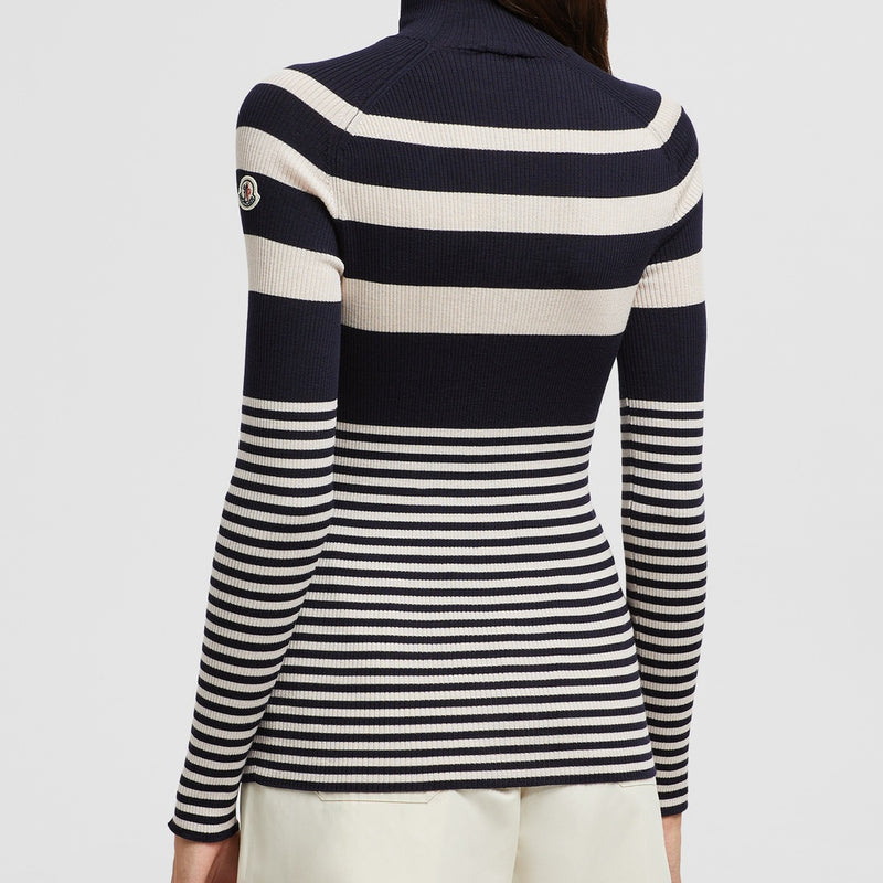 STRIPED WOOL POLO NECK JUMPER