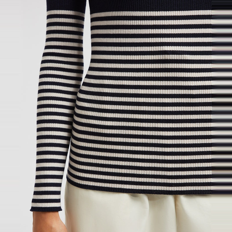 STRIPED WOOL POLO NECK JUMPER