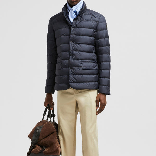 CARRELET LEATHER-TRIMMED DOWN BLAZER