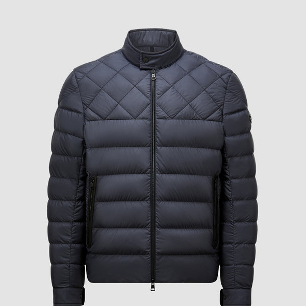 TUILE LEATHER-TRIMMED DOWN BIKER JACKET