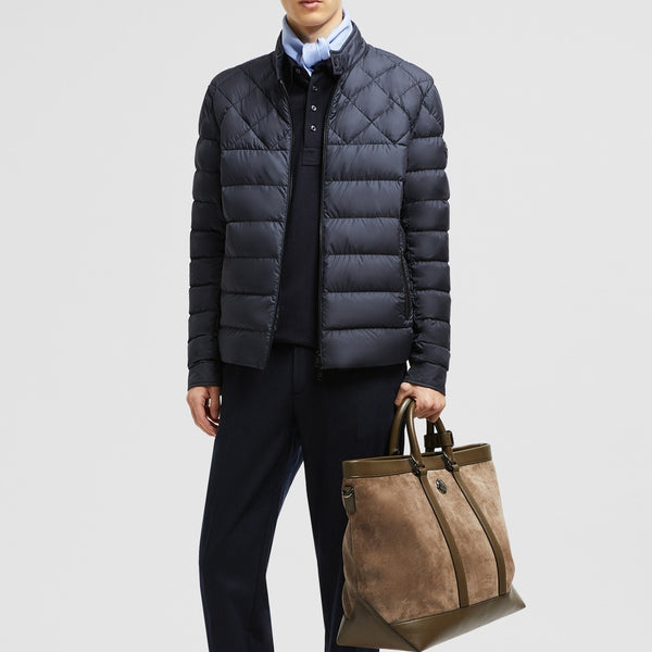 TUILE LEATHER-TRIMMED DOWN BIKER JACKET