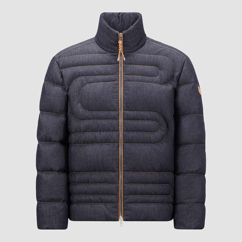 XIAOHAI SNAKE-QUILTED DENIM SHORT DOWN JACKET