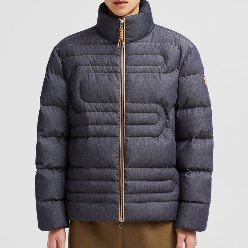 XIAOHAI SNAKE-QUILTED DENIM SHORT DOWN JACKET