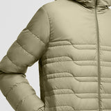 ALESO HOODED GEOMETRIC-QUILTED SHORT DOWN JACKET
