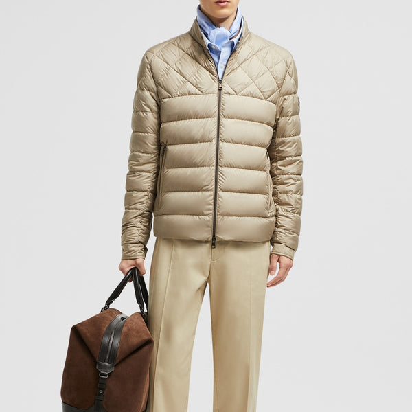TUILE LEATHER-TRIMMED DOWN BIKER JACKET