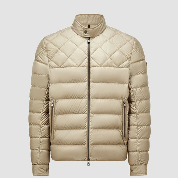 TUILE LEATHER-TRIMMED DOWN BIKER JACKET