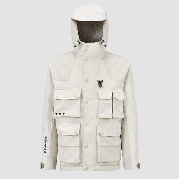 SPUR HOODED LINEN & COTTON FIELD JACKET