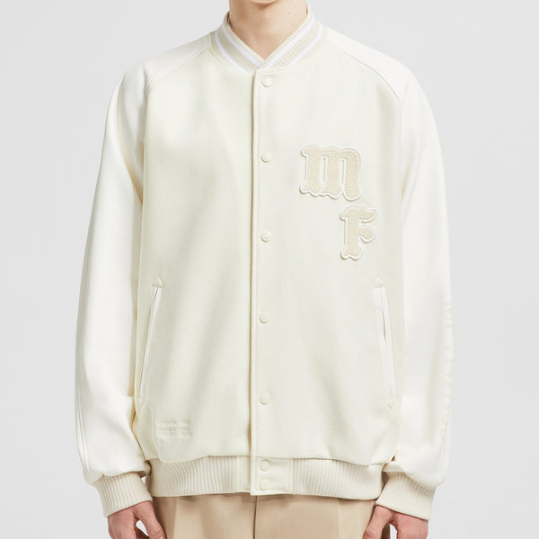 MONCLER X FRGMT LOKI WOOL & LEATHER VARSITY JACKET