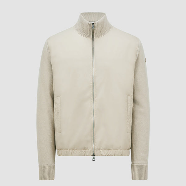 PADDED WOOL & CASHMERE ZIP-UP CARDIGAN