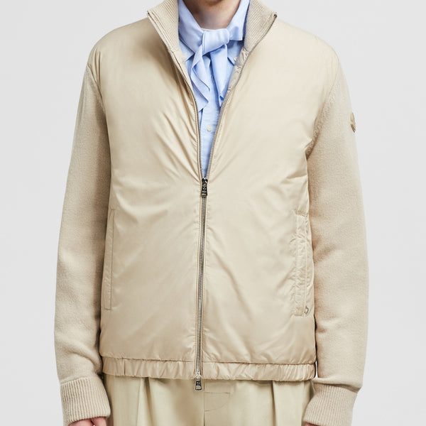 PADDED WOOL & CASHMERE ZIP-UP CARDIGAN