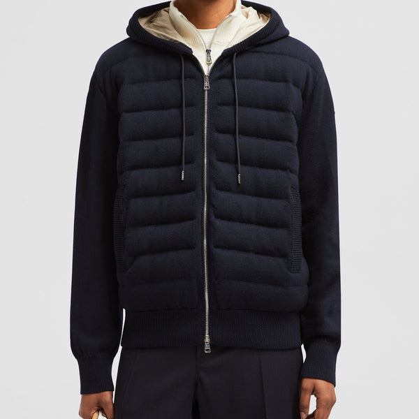 PADDED WOOL ZIP-UP HOODIE