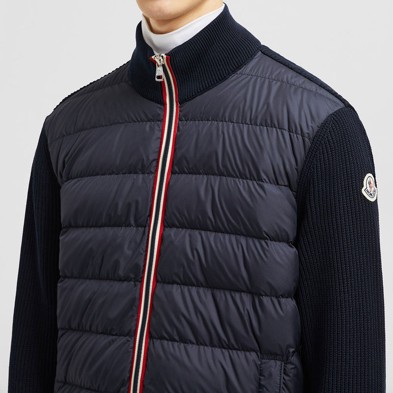 PADDED COTTON ZIP-UP CARDIGAN