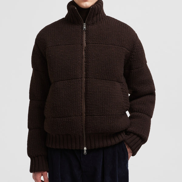 PADDED WOOL ZIP-UP CARDIGAN