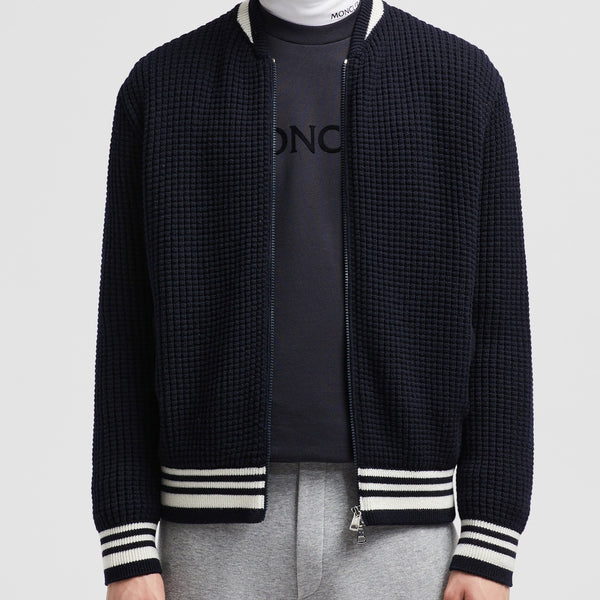 PADDED WOOL ZIP-UP BOMBER CARDIGAN