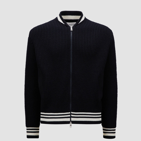 PADDED WOOL ZIP-UP BOMBER CARDIGAN