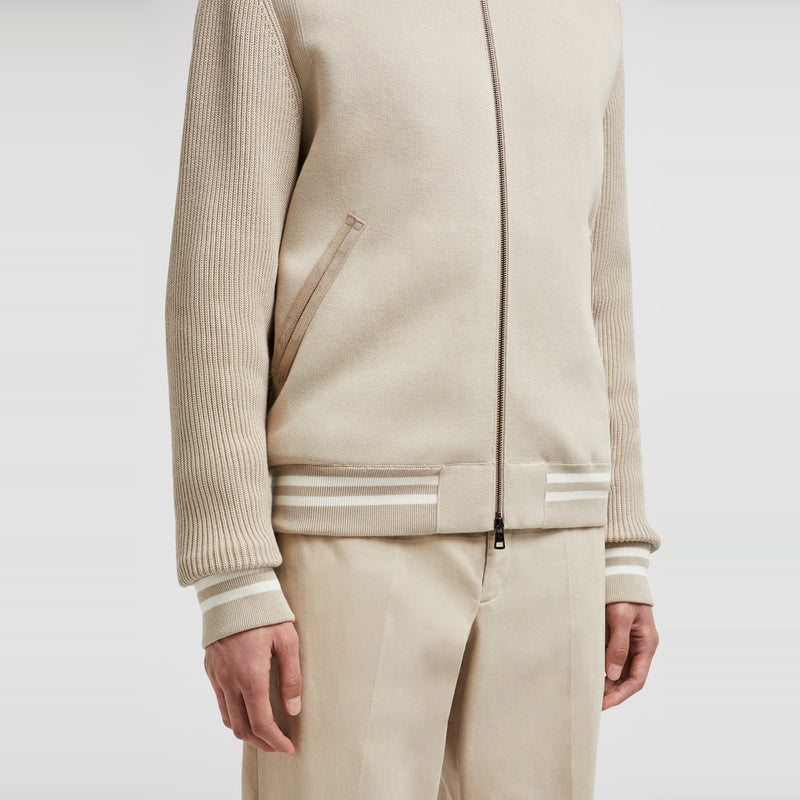 PADDED COTTON ZIP-UP CARDIGAN