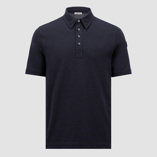 DOUBLE LEATHER LOGO COTTON POLO SHIRT