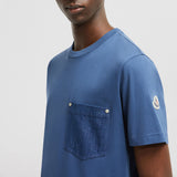 COTTON & DENIM T-SHIRT WITH POCKET